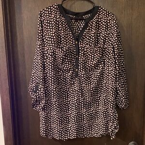 *4/$20* Silky Polka Dot Blouse - Black and Pink 3X